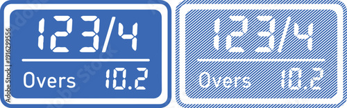 Cricket scoreboard displays isolated on transparent background silhouette line set