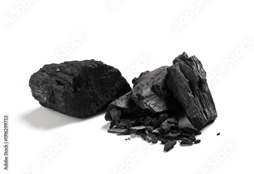 Pieces of coal isolated on ...