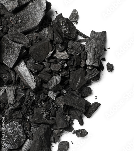 Pile of coal isolated on wh...