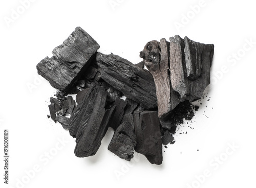 Pieces of coal isolated on ...