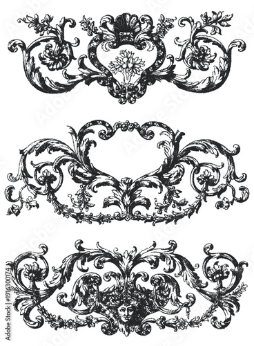 Obraz na płótnie Antique baroque frieze vector set