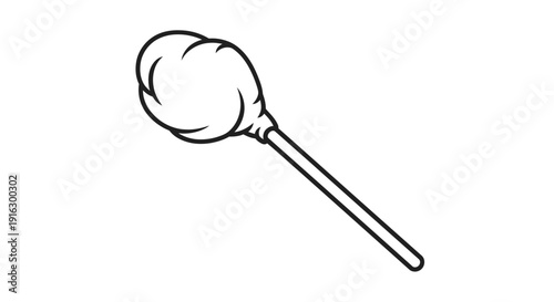 Simple Line Art Illustration of a Cotton Swab on a Stick