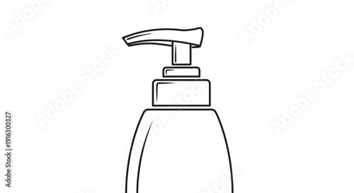 Simple Line Art of a Soap Dispenser Bottle with Pump