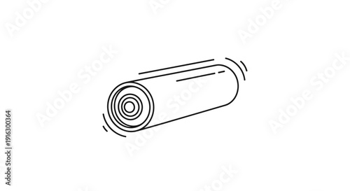 Simple Line Drawing of a Battery, Isolated on White Background