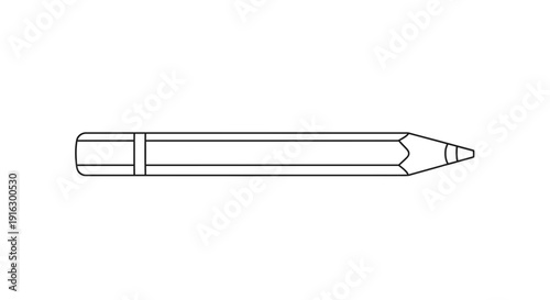 Simple Line Drawing of a Sharpened Pencil with Eraser