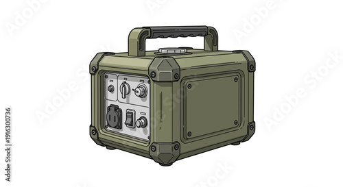 Rugged Portable Power Generator, Military Style, Outdoor Equipment, Green Color