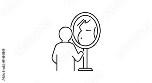 Pregnant Woman Looking in Mirror, Body Image, Self-Reflection, Maternity