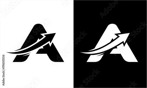 Letter A with Upward Arrow Logo Design Concept.