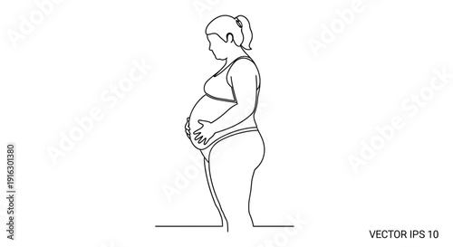 Pregnant Woman Side View Line Art, Expecting Mother, Pregnancy Silhouette