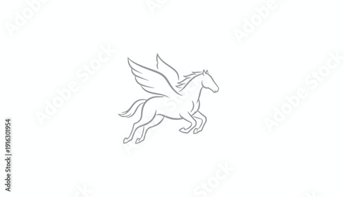 Pegasus Flying Horse Silhouette, Mythical Creature, Winged Horse Outline