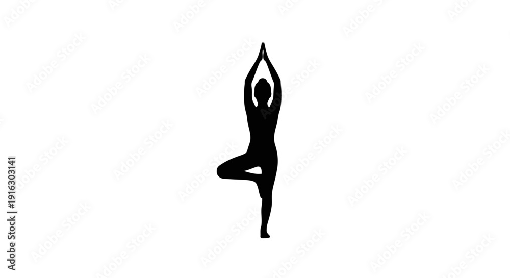 Fototapeta premium Woman performing yoga pose with elegance and balance in a serene environment from a front viewpoint