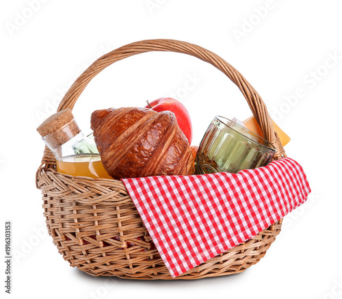 Rattan picnic basket with p...
