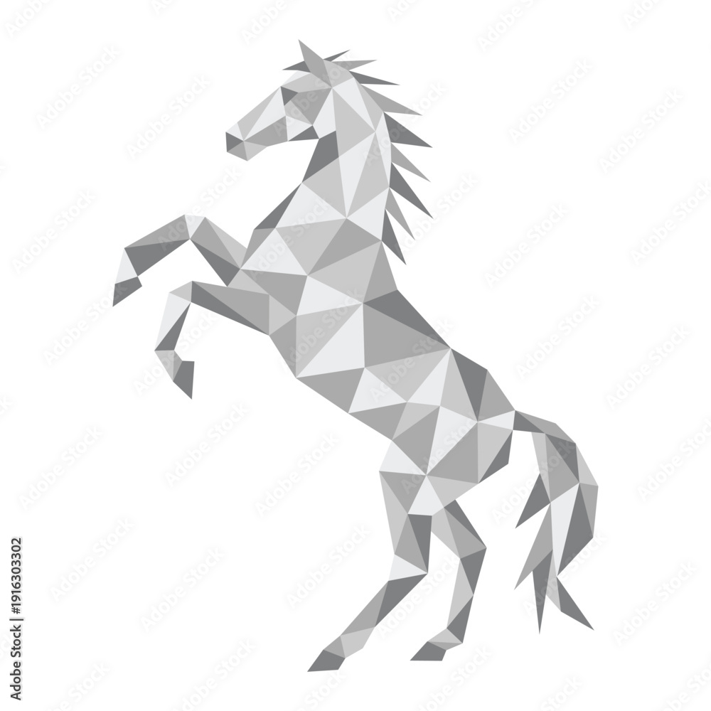 Obraz premium polygonal low poly horse lifting front legs vector