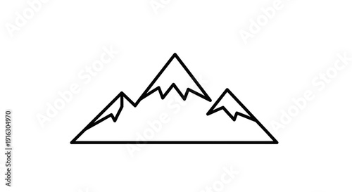 Minimalist Mountain Peak Icon - Simple Line Art Landscape Symbol