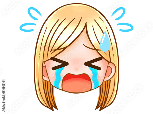 金髪ギャルのちびキャラ顔アイコンイラスト素材5