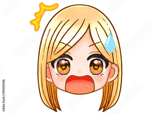 金髪ギャルのちびキャラ顔アイコンイラスト素材4