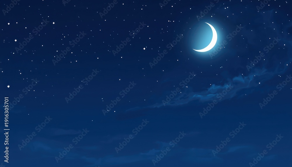 Fototapeta premium Crescent moon in starry night sky