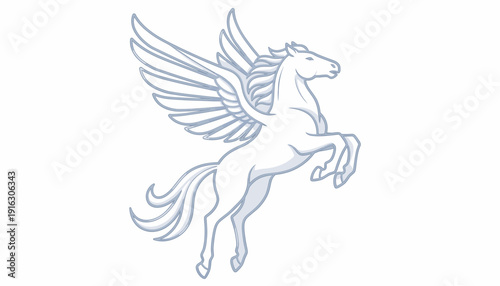 Majestic White Pegasus Horse Rearing with Wings Spread
