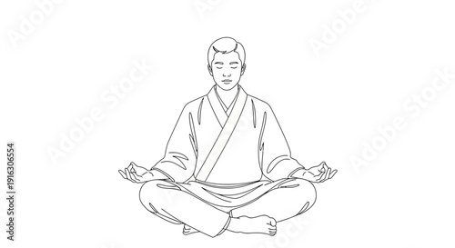 Man Meditating in Lotus Pose, Zen Buddhism, Mindfulness, Peaceful Mind, Yoga