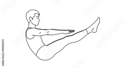 Man Performing Yoga Boat Pose (Paripurna Navasana) for Core Strength