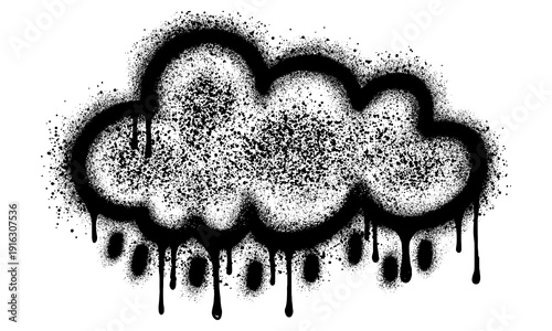 Cloud and rain icon in Spray Painted graffiti style. Vector illustration.