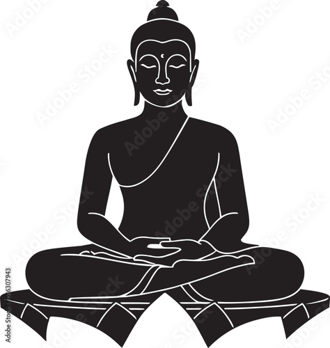 Traditional buddhism spiritual symbols meditation zen lotus flower sacred mandala vector religious illustration.