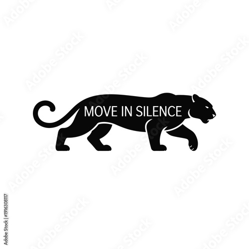 A black panther silhouette with the phrase Move in Silence