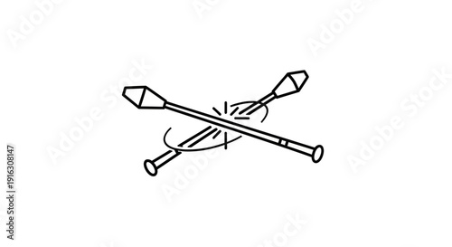 Juggling Clubs Spinning in Motion, Dynamic Action, Sports and Entertainment Icon