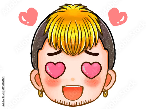 オラオラ系男子のちびキャラ顔アイコンイラスト素材3