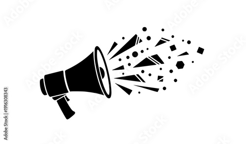 Megaphone promotion vector abstract digital marketing burst dots isolated on transparent background