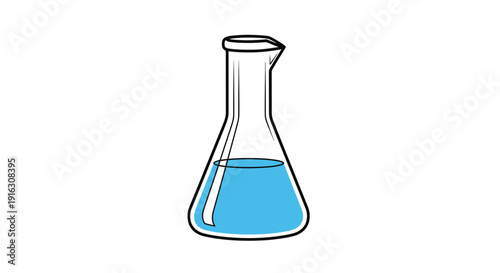 Laboratory Flask with Blue Liquid - Science, Chemistry, Research, Experiment Icon