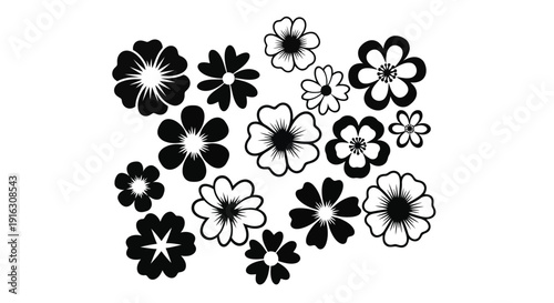 Black and white flowers for decoration and design
