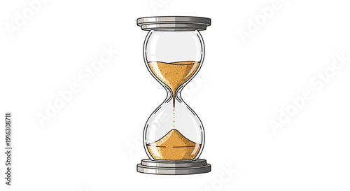 Hourglass with Flowing Sand, Symbol of Time Passing and Urgency