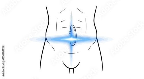Human Abdomen with Glowing Blue Energy Center