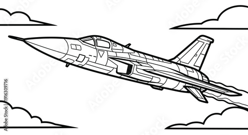 Modern Fighter Aircraft Coloring Book Design for Kids Adults Hobby