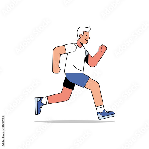 Elderly man running outdoors, healthy lifestyle, senior fitness, active retirement, cardio exercise