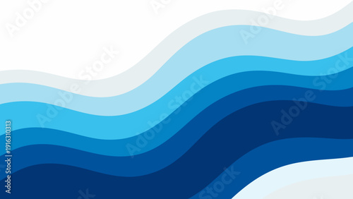 Abstract wavy background with gradient shades of blue and white
