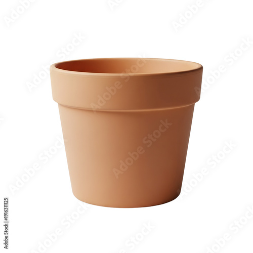 Terracotta pot isolated on a plain background viewed from the front