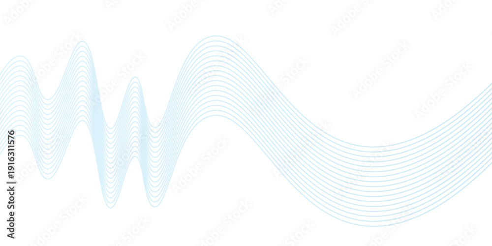 Fototapeta premium Abstract horizontal glowing blue line wave background