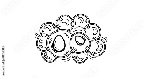 Hand Drawn Egg Cluster Illustration, Organic Shapes, Simple Line Art, Minimalist Design