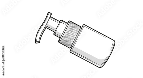 Hand drawn illustration of a dispenser pump bottle, isolated on white background