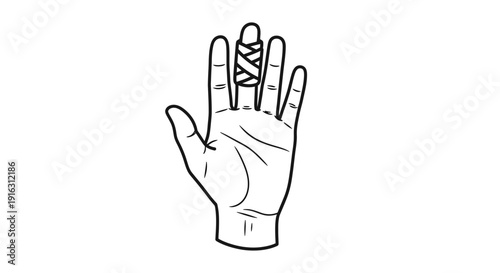 Hand with Bandaged Finger - Injury, First Aid, Medical Care, Pain, Protection
