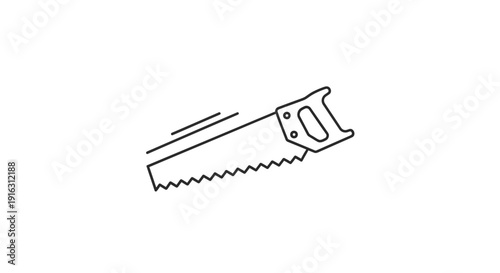 Hand Saw Icon, Tool for Woodworking and Construction, Isolated on White Background