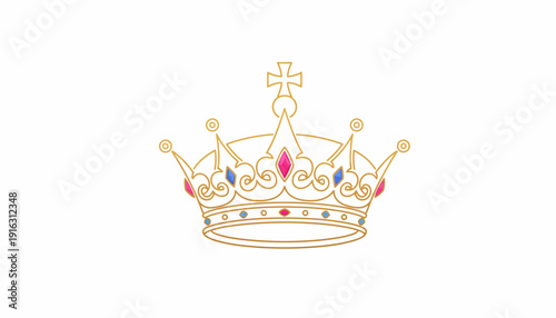 Golden Royal Crown with Jewels - Symbol of Power, Luxury, and Royalty