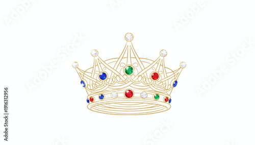 Golden Crown with Colorful Gemstones - Royal Symbol of Power and Luxury