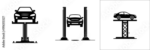 Elegant Elevation: A Car's Ascent on a Sleek Hydraulic Lift