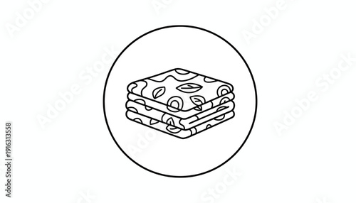 Folded Fabric Stack with Leaf Pattern, Textile Design Icon