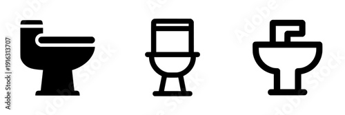 A classic symbol of modernity: a black and white toilet bowl.