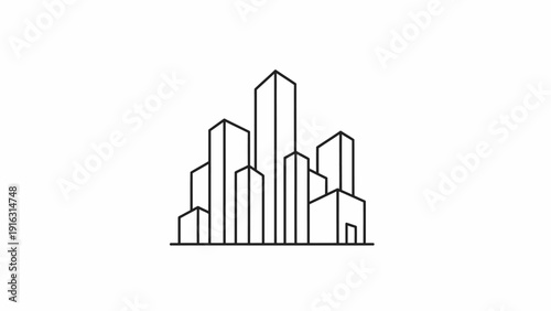 Modern City Skyline Abstract Geometric Building Design.