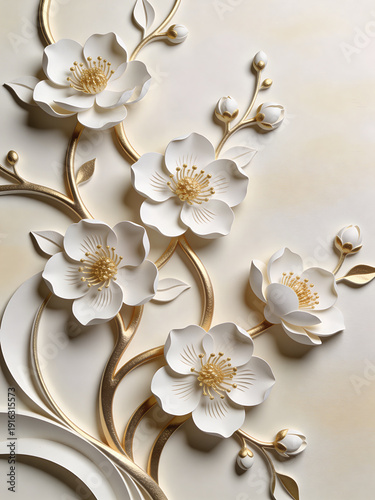 Wallpaper Mural High-End White Cherry Blossom Luxury Background Torontodigital.ca